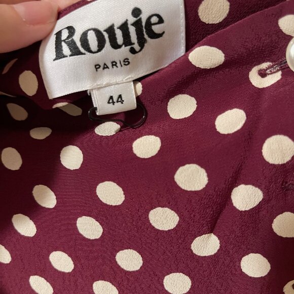 Rouje Gloria Burgundy Red Polka Dot Wrap Skirt 44 12 - Picture 5 of 8